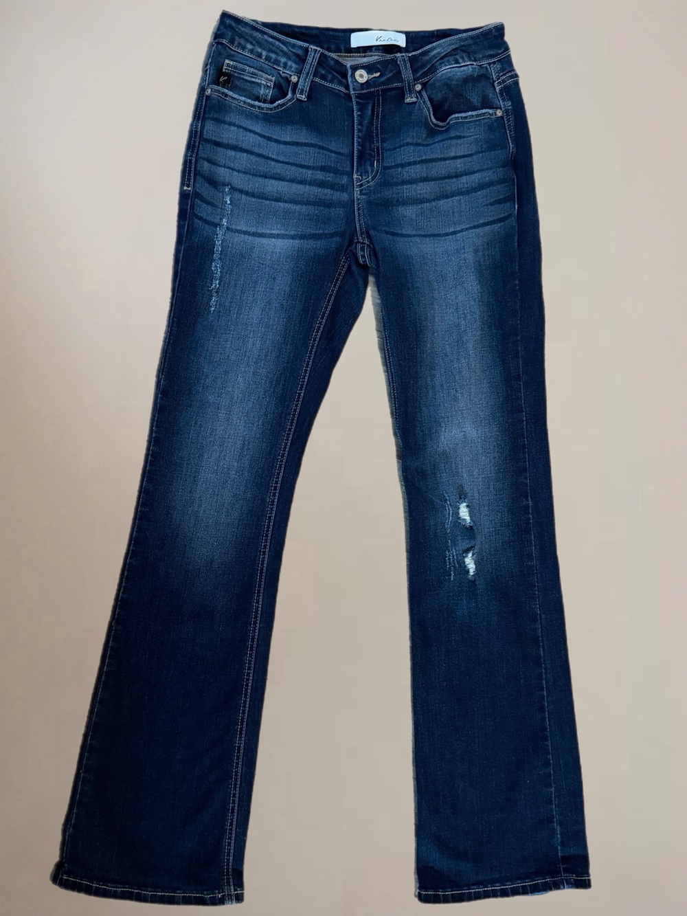 Kancan Dark Wash Bootcut Jeans Women’s Size 27 Mid Rise Stretch Denim - Picture 2 of 5